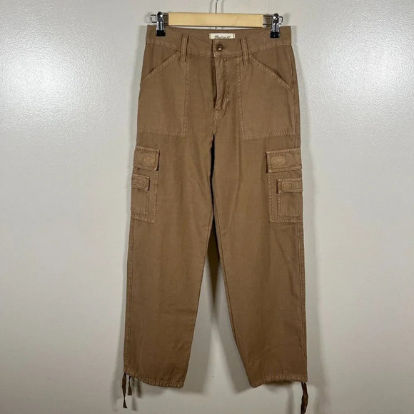 Madewell Low Slung Straight Cargo Pants Size 24 Brown Garment Dyed Slouchy - Picture 2 of 9
